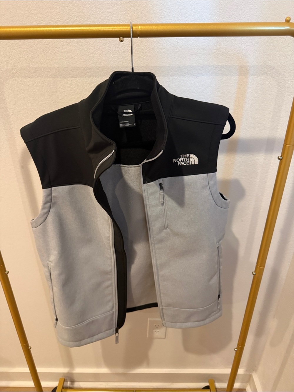 The North Face Two-Tone Softshell Vest in Light Gray and Black